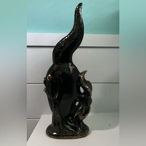 Vintage Atlas Redware Tall Black/Gold Fish Figurine MCM 2 available